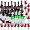 24 Pcs Mini Bottles, 1:12 Scale Miniature Red  Bottle, Dollhouse Miniature Bottles, Mini Cocktail Glasses Drink Cups for Dollhouse Kitchen Decoration Accessories