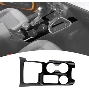 for Bronco Center Console Gear Shift Panel Trim Cover Cup Holder Frame for Ford Bronco 2021 2022 2023 Black Interior Accessories