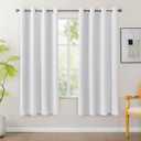 BONZER 100% Blackout Curtains 4 Panels - Light Blocking Room Darkening Window Drapes 63 Inch Length, Single Layer Grommet Privacy Black Out Curtain with Black Backing for Bedroom/Living Room, White