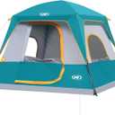 UNP 4 Person Tent, Portable Cabin Tent, Camping Tent 4-Person Easy Set Up, Waterproof with Top Rainfly for Outdoor Camping/Hiking (Ocean Blue)