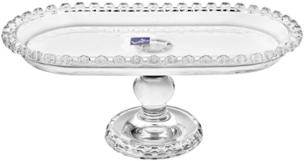 Luxshiny Footed Fruit Serving Tray: 9.7" European Style Dessert Display Platter for Fruits Snacks and Appetizers - Decorative Serving Tray for Parties Weddings and Home Decor (24.8x12.8cm) Glass