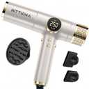 Dual Voltage Travel Hair Dryer with Diffuser - 2000W Professional High-Speed Ionic Blow Dryer for Women, Fast Drying, Low Noise, Lightweight, No Heat Damage, European Travel 110V-120V/220V-240V (Gold)