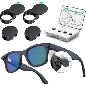 180°Rotating Webcam Cover for Ray-Ban Meta Gen 2 [4Pack], Plastic Meta Glasses Light Cover for Wayfarer, Skyler, Headliner & Oakley Meta HSTN Meta Glasses Accessories [Black]