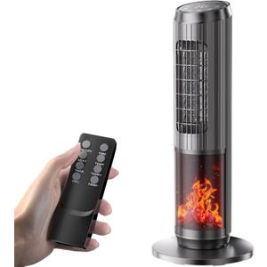 Space Heater - 1500W PTC Heaters for Indoor Use - Portable Heater with Thermostat and Remote - Room Heaters with 70 Oscillation - Quiet for Office, Bedroom, Room 8 Safety Protections