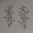 Handmade Appliques 1 Pair of Embroidery Sequin Lace Applique Sewing Flower Fabric Collar Patch Motif Wedding Gown Dress Bridal DIY Crafts (Gray)