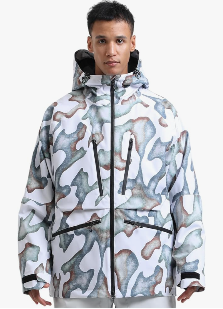 GSOU SNOW Snowboard Jacket Womens Ski Jacket Mens Snow Coat Baggy Waterproof Insulated Winter Hooded Mountain Coats XS