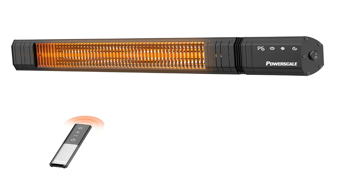 Infrared Heater 24H Timer Outdoor Heater, IP65, Memory Function Infrared Electric Patio Heater, 9 Levels Heating Touchscreen With Remote Electric heater, Restaurant Backyard, 1500W, Black