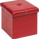 B FSOBEIIALEO Folding Storage Ottoman Cube, Faux Leather Footrest Seat Coffee Table, Red 11.8"x11.8"x11.8"
