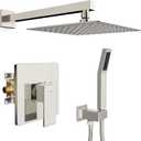 SR SUN RISE Shower Faucet Set & System - 10 Inch Rainfall Shower Head & Handle Set Wall Mounted Brushed Nickel Solid Brass Valve Trim Kit Included