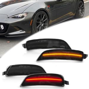 LED Side Marker Lights for 2016 2017 2018 2019 2020 2021 2022 2023 2024 Maz'da MX-5 ND Miata Smoked Lens Amber Front Rear Red Marker Lights Replace OEM Sidemarker Lamps