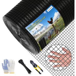 Galvanized Black Vinyl Coated Hardware Cloth, 1/2 Inch Mesh 19 Gauge