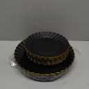 YOUBET 60PCS Black Scalloped Plastic Plates - Black and Gold Disposable Plates include 30 Gold Dinner Plate, 30 Dessert Plate for Party & Wedding