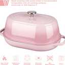VORRINGARD Enameled Cast Iron Dutch Oven Pot with Dome Lid, Oval Bread Oven for Homemade Sourdough Bread Baking, Oven Safe up to 500F, 6 Quart, Pink
