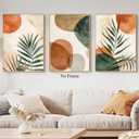 Abstract Boho Painting Mid Century Modern Pictures Boho Botanical Canvas Wall Art Neutral Abstract Posters Burnt Orange and Green Wall Art Abstract Geometric Poster Prints for Wall 16x24inch No Frame