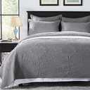 Anluoer Quilt Queen Size Bedding Set-Grey Embossed, Bedspreads-Lightweight Summer Soft Microfiber Bedspread, Bed Coverlet for All Seasons (1 Quilt, 2 Pillow Shams), Grey