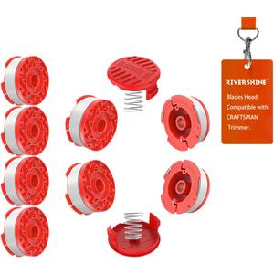Rivershine Craftsman Weed Eater String Replacement Spool Kit, 8-Pack 0.065" 30ft Auto-Feed Trimmer Line Spools + 2 Caps + 2 Springs, Compatible with CMCST900 CMCST915 Weed Wacker String