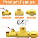 GASHER 1PCS Brass Check Valve DN25 1" Female and Male Thread, Backflow Prevention, One Way Check Valves