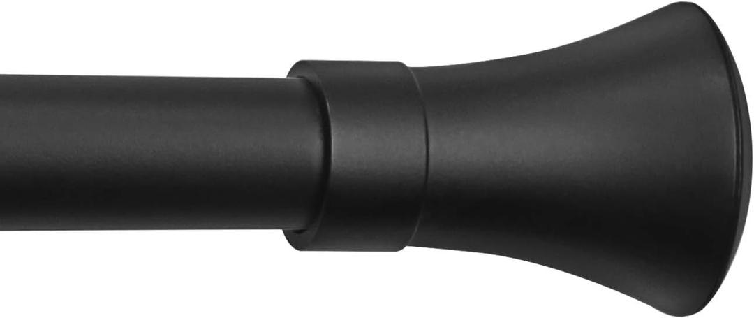 CHICOLOGY 3/4 to 1 inch Diameter Curtain Pole for Drapes with Decorative Finials, Window Decor, Elegant Finished in Brass, Bronze, Nickel & Black Curtain Rods, 48 to 86 inches, Matte Black - Aaron