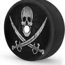 Jolly Roger Pirate Skull Spare Tire Cover with Camera Hole Wheel Tire Cover Fit for RV Trailer SUV Jeep Truck 17 Inch
