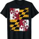 Maryland State Flag, Faded Flag of Maryland T-Shirt T-Shirt (Black, XL)