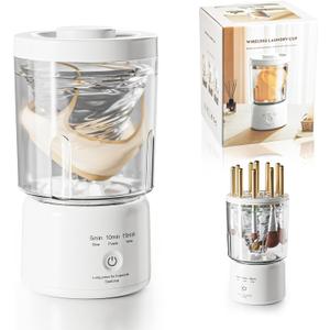 Portable Mini Washing Machine, Compact Portable Washer and Makeup Brush Cleaner, Underwear Washing Machine for Scoks & Small Clothes Idea for Home, Dorm, RV, Hotel & Camping (White)