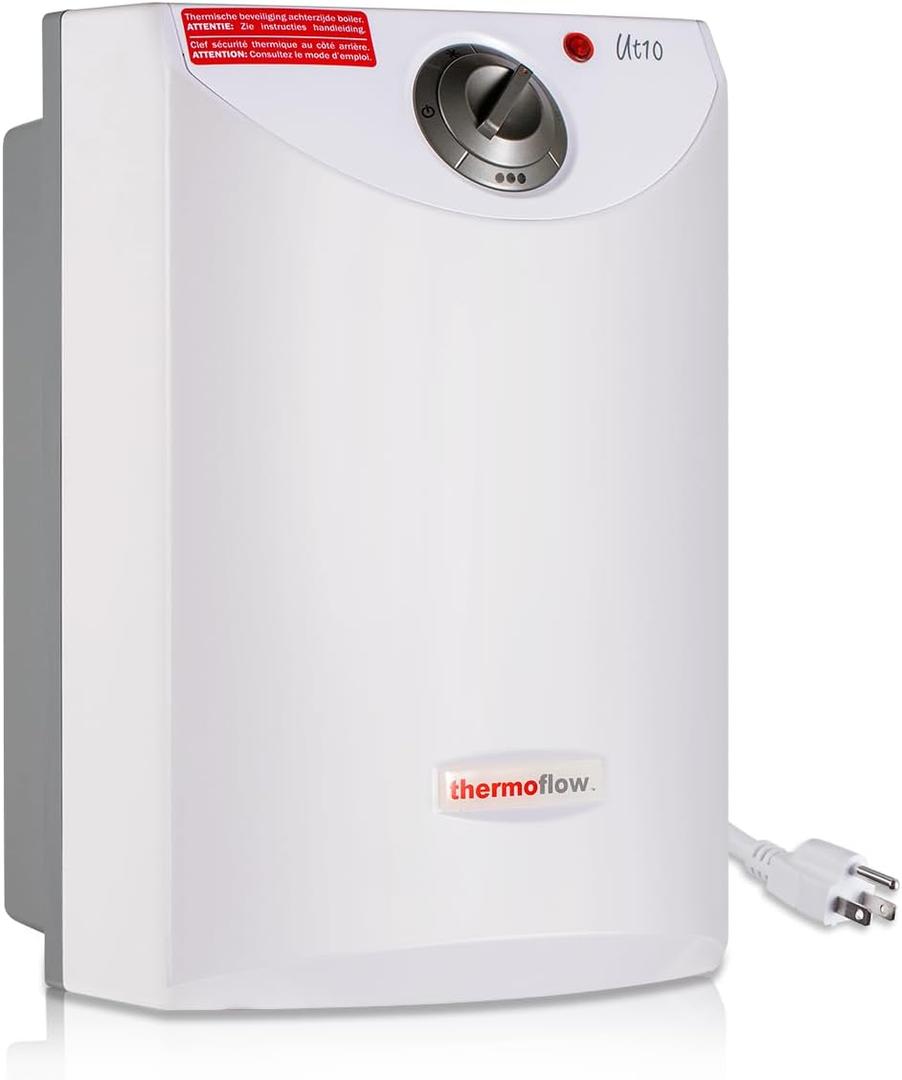 Thermoflow Electric Mini Tank Water Heater, 2.5 Gallon 120V Corded Under Sink Small Hot Water Heater for Point of Use Instant Hot Water