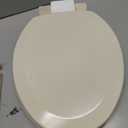 Angol Shiold Quiet-Close Molded Wood Toilet Seat with Non-Slip Adjustable Hinges, Anti-Pinch Bumpers, Easy Install & CleanBone, Elongated 18.5''