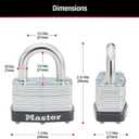 Master Lock 500KABRK Breakaway Shackle Laminated Steel Padlock, Silver, 0.281 in. shackle diameter