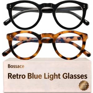 3 x 2 Pack Retro Round Blue Light Glasses for Women
