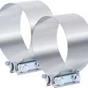 3.5 Inch Exhaust Clamp,3 1/2 In Butt Joint Exhaust Muffler Pipe Band Clamp Sleeve Coupler Stainless Steel(2PCS)