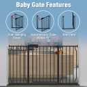 ALLAIBB Extra Wide Pressure Mount Baby Gate Auto Close Black Metal Child Dog Pet Safety Gates with Walk Through for Stairs,Doorways,Kitchen and Living Room (62.20-71.26"/158-181cm)