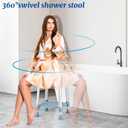 Shower Stool Chair for Inside Shower, Upgrade Small Corner Plastic Stool for Seniors Adult, 360 Swivel Shower Seat Stool for Bathroom, 6-Level Adjustable Height Bath Chair with Shelf