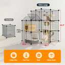 3-Tier DIY Indoor Cat Cage with Skylight, Accommodates Multiple Pets; Foldable Large Cat Cage Enclosure (with Litter Box Area); 43.7-Inch Metal Wire Cat Bed Habitat