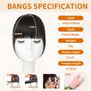 Clip in Bangs 100% Real Human Hair, Fake Bangs Clip on Bangs for Women, Natural Black French Bangs Clip in Hair Extensions for Daily Wear (Natural Black, French Bangs)