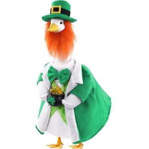 Celltestria St Patrick's Day Goose Outfits for 23" Geese St Patrick Leprechaun Porch Goose Costume Lucky Holiday Goose Clothes for St Patrick's Day Outdoor Patio Yard Lawn Garden Decoration