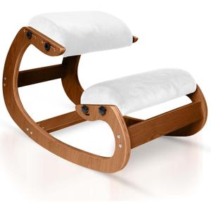 Ecordesk Ergonomic Kneeling Chair, Adjustable Seat - Office Chair for Desk, Posture Corrector, Premium Comfort Cushion, Wooden Rocking Knee Chair (Pecan)