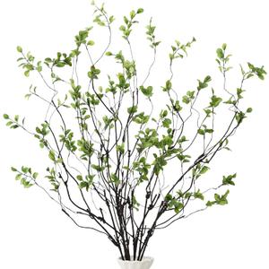 12 Pcs Artificial Ficus Branches Faux Eucalyptus Stems 35.5 Inch Fake Long Stems Plant for Vase Filler Fall Tables Home Shop Office Garden Wedding Party Decoration(Green)