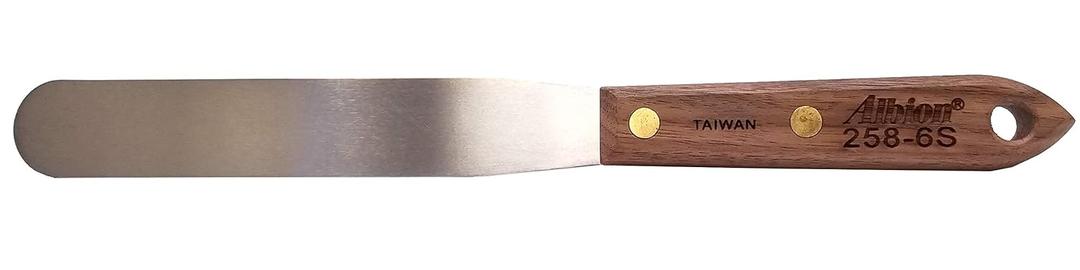 Albion Engineering Company 258-6S Classic Spatula, Stainless Steel, Hardwood Handle, 1" Wide Tip x 6" Long Blade