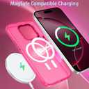 DUEDUE for iPhone 16 Pro Case Magnetic[Compatible with Magsafe], Translucent Matte Back Protective Cover Anti-Scratch Shockproof Phone Case for iPhone 16 Pro 6.3", Hot Pink