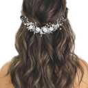 GORAIS Flower Bride Wedding Hair Vine Crystal Bridal Headpieces Pearl Hair Accessories for Women and Girls (1 Count (Pack of 1), A-Silver)