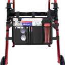 Walker BagBasket with Cup Holder Suit for Adult Folding Walkers Rollator Organizer Carry Storage Pouch Water-Resistant Armrest Accessories for Seniors, Elderly, Handicap