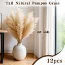 12 Stems 46" Tall Pampas Grass Decor for Floor Vase Large Dried Pampas Grass, Extra Fluffy Natural Dried Flowers for Home Living Room, Boho Wedding Decor, Modern Farmhouse Floral Arrangements