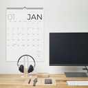 Wall Calendar 2026, 12 Months, 17" x 12" Large Wall Calendar with Hanger, Thick Paper and Spiral Binding. Classic Black & White, Professional Business Design.