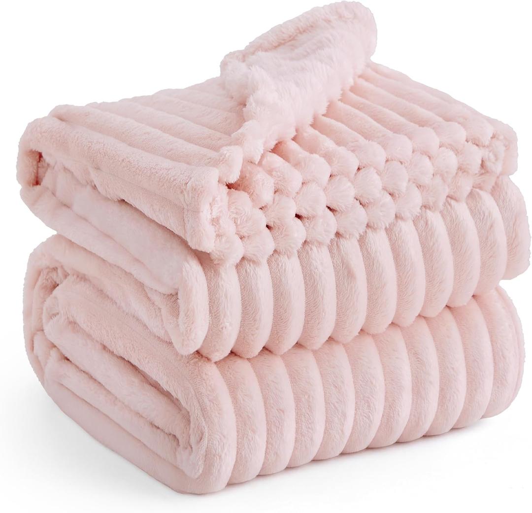 Bedsure GentleSoft Blankets Queen Size for Bed - Cozy Soft Blankets for Women, Cute Large Fleece Throws for Girls, Crystal Pink, 90x90 Inches