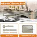 Stainless Steel Dish Drying Rack  304 Grade Dish Racks for Kitchen Counter with Utensil Holder & Adjustable Spout, Space-Saving Organizer, 16.5" x 11.8" x 5.3" Grey