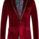THWEI Mens Velvet Blazer Sport Coat Tuxedo Jacket for Prom Wedding Party Dinner Size XXL Polyester
