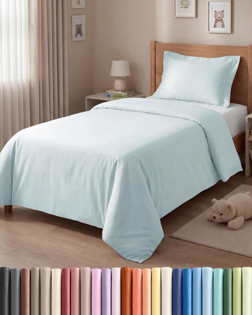 Duvet Cover Twin/Twin XL Size Set - Extra Soft Twin/Twin XL Duvet Cover 68" x 90" with 1 Pillow Sham - Hotel Luxury, Easy Care, Fade Free with Zipper Closures & Ties - Comfy & Breathable (Ice Blue)