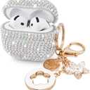 VISOOM Cute Jewelry Case for Airpods 4 Cases 2024 Cover Women, Sparkly Air pods 4 Gen Case Hard TPU Airpod Cases 4th Generation Glitter iPods 4 Cas with Bling Keychain for iPods Earbuds Airpods 4th