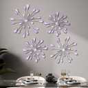 Hicarer 4 Pcs Starburst Wall Decor Bling Wall Art Crystal Teardrop 3D Hanging Rhinestone Radial Metal Artwork Modern Accent Sculptures Decorations for Living Room Home Office Bedroom(Purple)