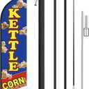 HunnmingRe 11.2 ft Kettle Corn Feather Flag with Pole - Windless Flag Banner with Ground Stake Outdoor Advertising Banner for Business(1 Pcs, Navy)